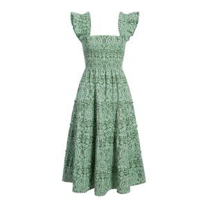 NWT Hill House Ellie Nap in Green Jacquard Print Smocked Midi Dress XL